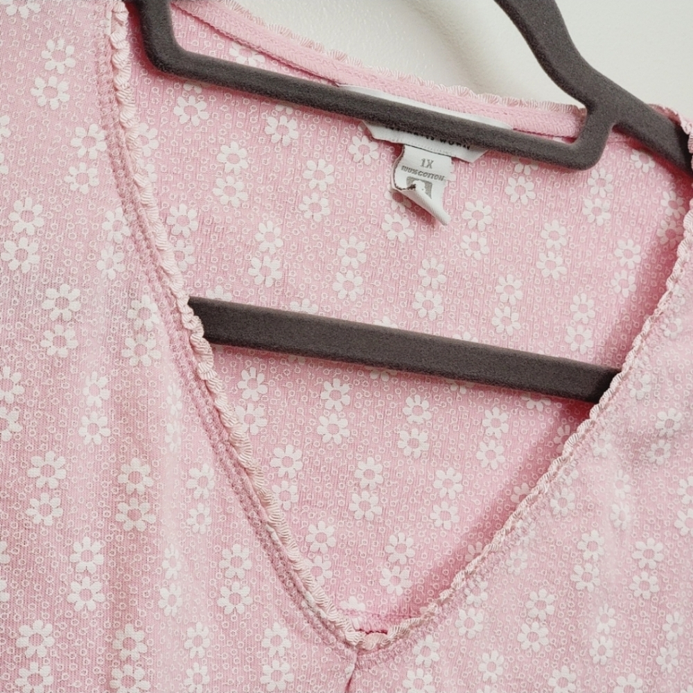 CHARTER CLUB Plus size The Everyday Cotton daisy Printed Sleep Shirt sleepwear - Picture 4 of 7